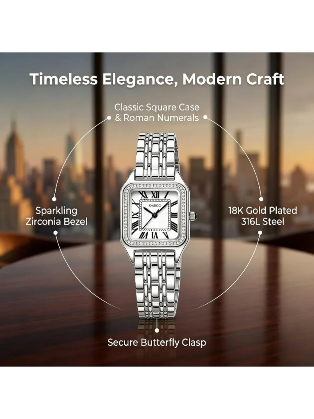 Women's Silver White Luxury Minimalist Roman Numeral Dial Casual Wrist Watch